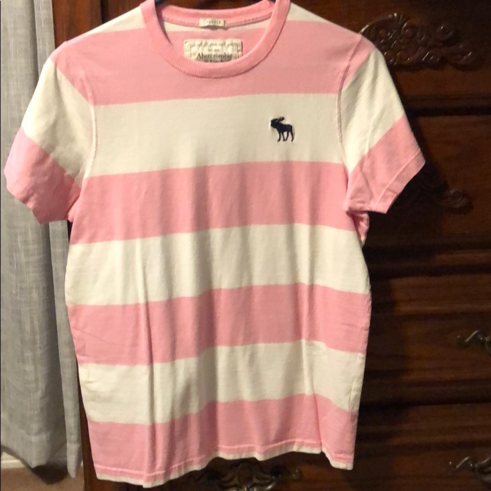 Pink and white striped A&F shirt